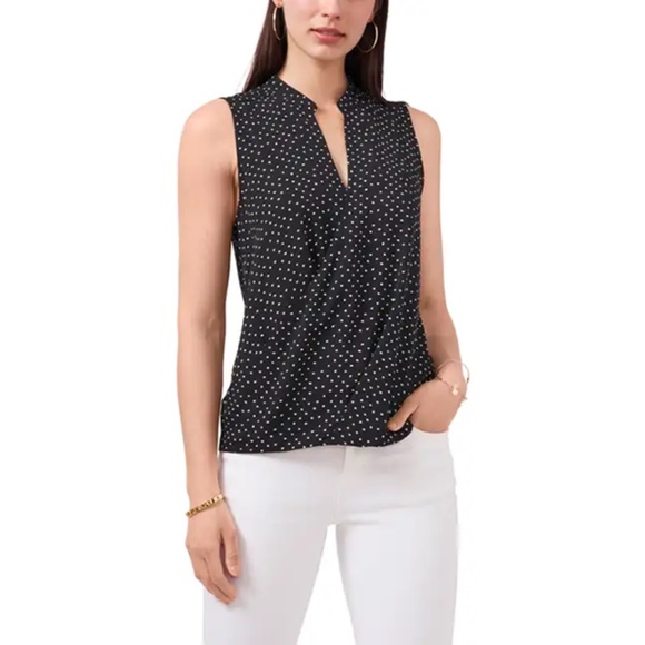 VINCE CAMUTO Dot Print Wrap Front Georgette Blouse Size Med - Picture 1 of 4